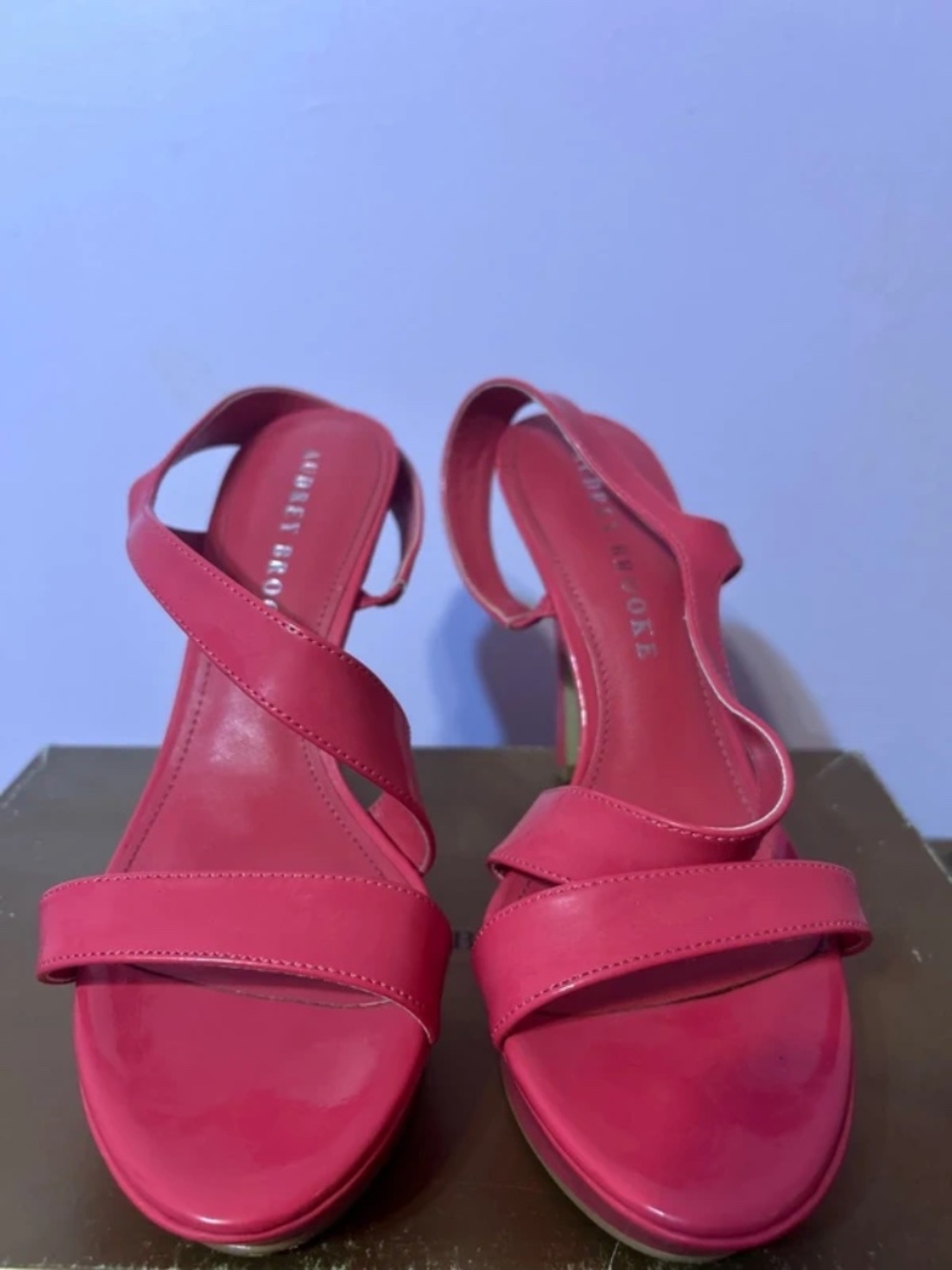 Audrey Brooke Abhillarie Dark Pink Ankle Strap Platform High Heels Shoes Sz 9.5M